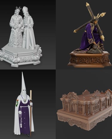 Modelos 3D STL de pasos de Semana Santa canastillas y maquetas cofrades