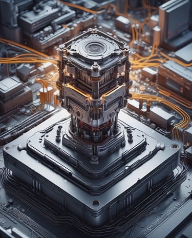 A sleek, dark-themed website layout glowing with neon accents on a futuristic interface.