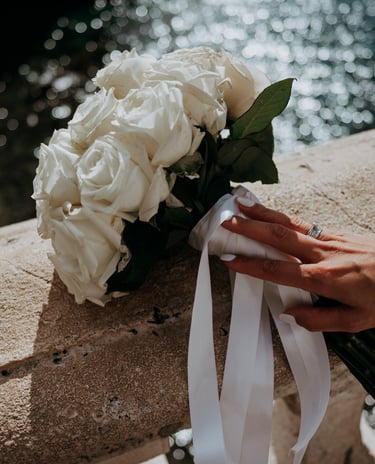 Couple celebrating wedding by the harbor, Dubrovnik wedding