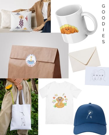 exemples de goodies avec illustrations personnalisées poru entreprsie