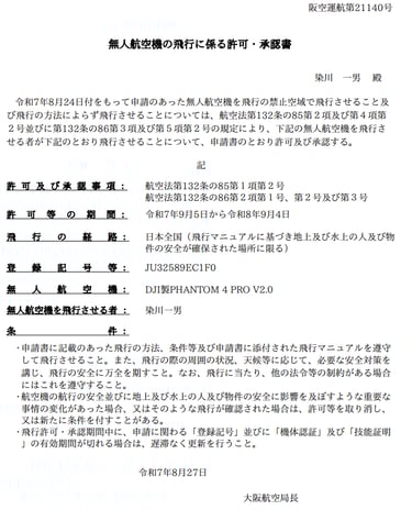 phantom4 許可書
