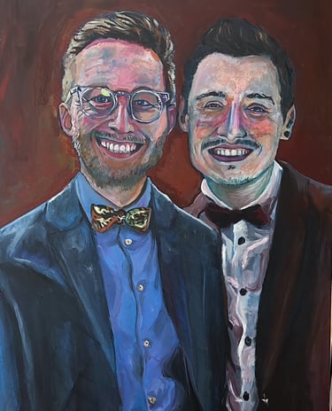 a painting of two men in suits and ties