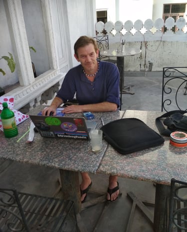 digital nomad laptop lifestyle workspace rooftop jaipur palace