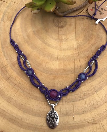 Purple life of tree necklace 