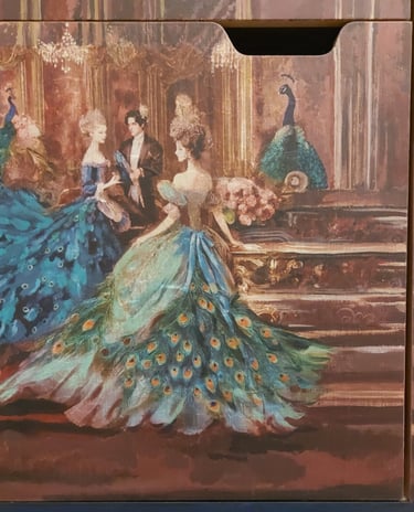 Unique hand-painted and decoupage furniture in earth tones , with artistic detailing by Morph Studios