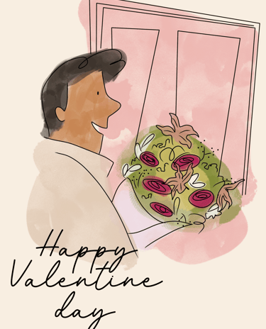 a man holding  flowers valentine day. Diane Mulolo Faida