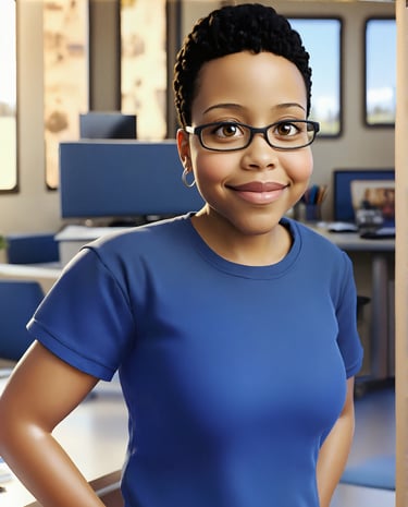 Illustration of the founder of Prosperous Marketing, in the office