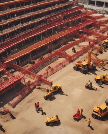 Sunlight streams through overhead beams, casting shadows on a wall featuring a prominent sign with bold red letters stating 'GOOD BUSINESS'. The environment appears to be indoors with modern architectural elements and minimalistic decor. Potted plants and furniture create a relaxed, professional atmosphere.