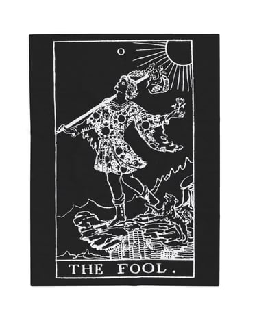 black and white the fool tarot blanket