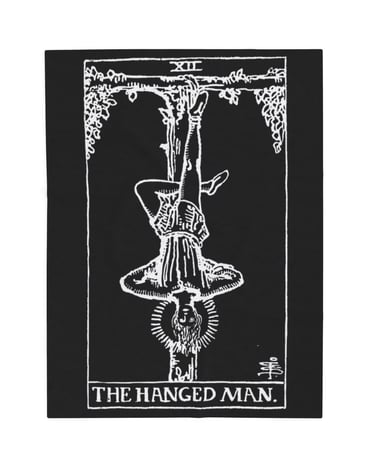 black and white the hanged man tarot blanket