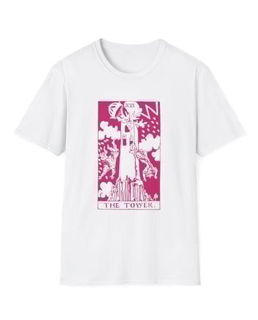 white and pink the tower tarot t-shirt