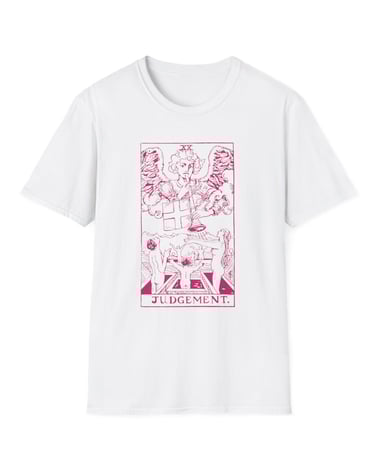 white and pink judgement tarot t-shirt
