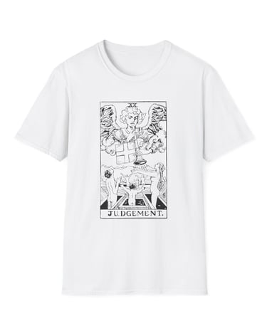 black and white judgement tarot t-shirt