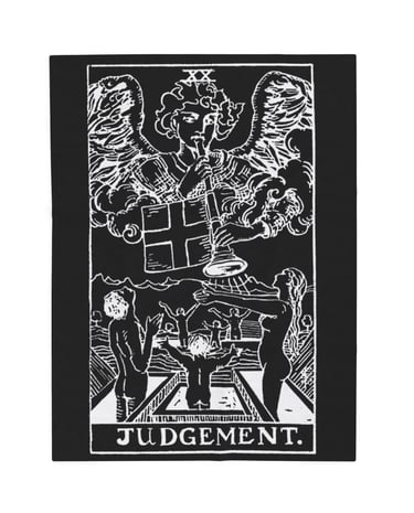 black and white judgement tarot blanket