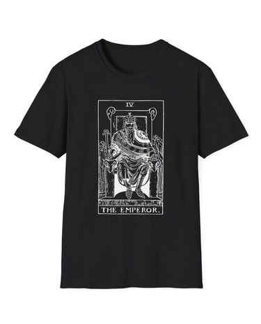 black and white the emperor tarot t-shirt