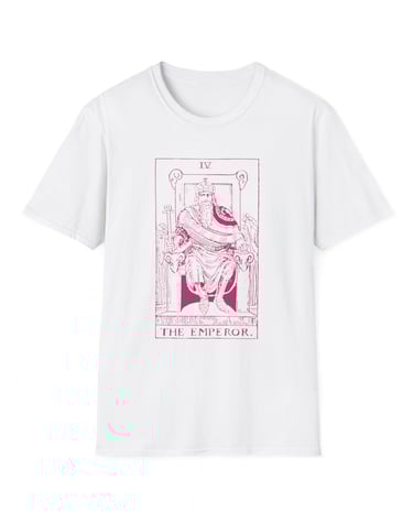 white and pink the emperor tarot t-shirt