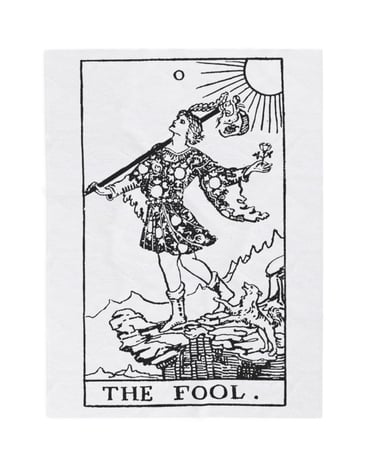 black and white the fool tarot blanket
