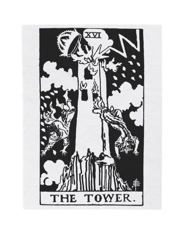 black and white the tower tarot blanket