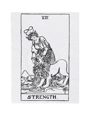 black and white strength tarot blanket