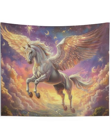 colorful pegasus tapestry
