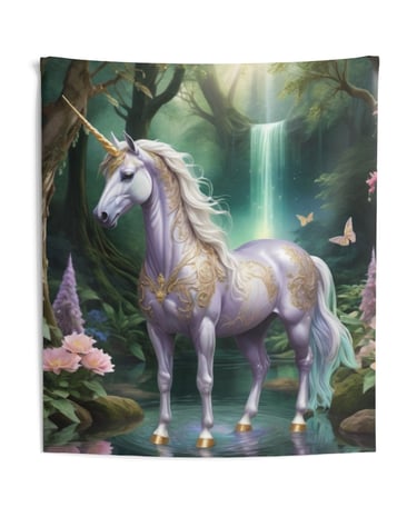 unicorn waterfall tapestry