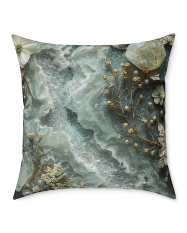 ocean agate floral cushion
