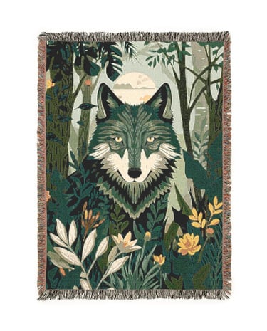 wolf woven blanket