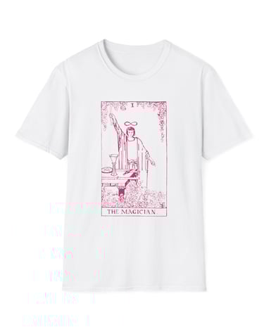 white and pink the magician tarot t-shirt