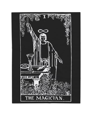 black and white the magician tarot blanket