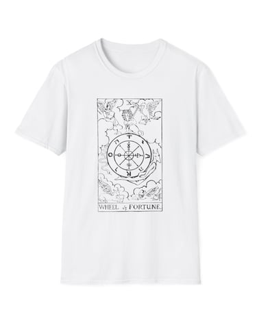 black and white the wheel tarot t-shirt