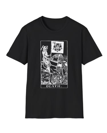 black and white death tarot t-shirt