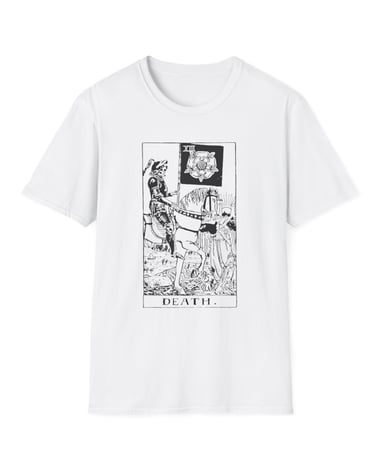 black and white death tarot t-shirt