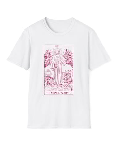 white and pink temperance tarot t-shirt