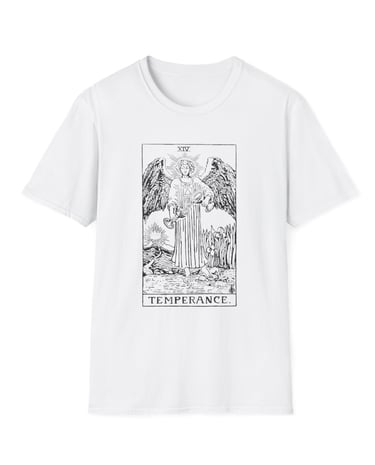 black and white temperance tarot t-shirt