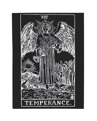 black and white temperance tarot blanket