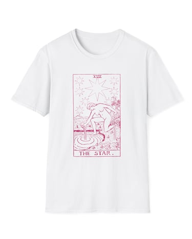 white and pink the star tarot t-shirt