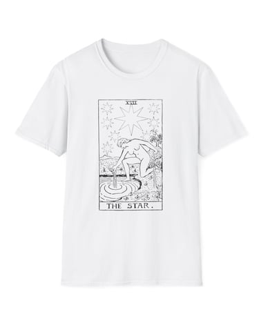 black and white the star tarot t-shirt