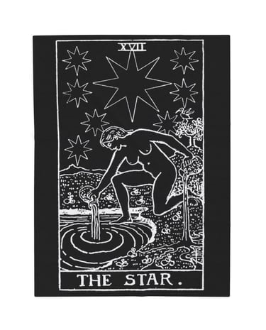 black and white the star tarot blanket