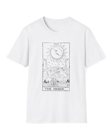 black and white the moon tarot t-shirt