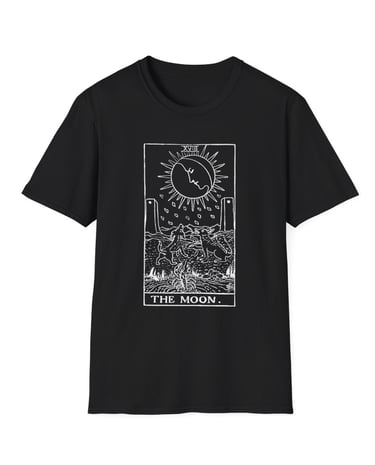 black and white the moon tarot t-shirt