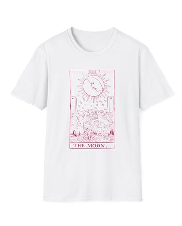 white and pink the moon tarot t-shirt