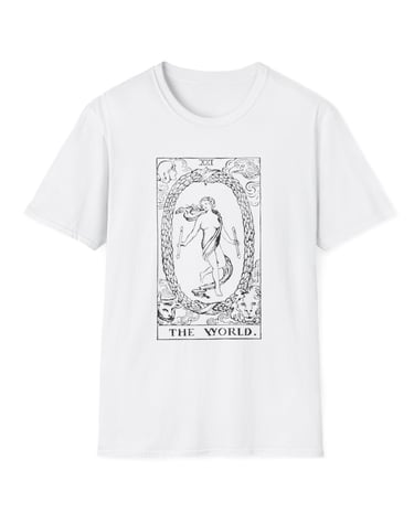 black and white the world tarot t-shirt