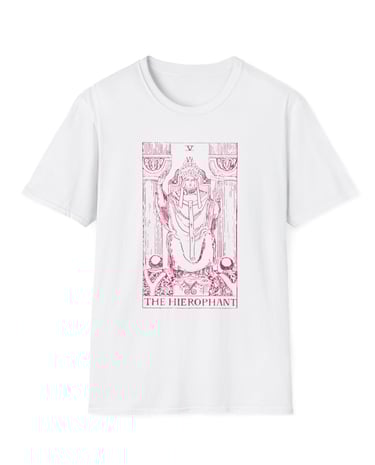 white and pink the hierophant tarot t-shirt