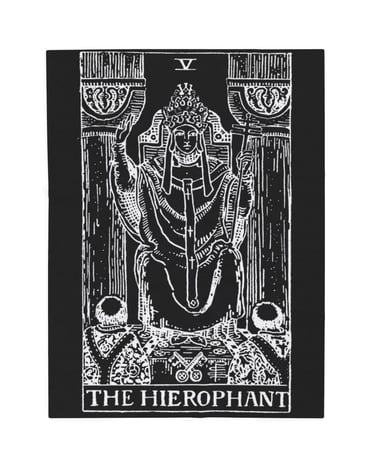 black and white the hierophant tarot blanket