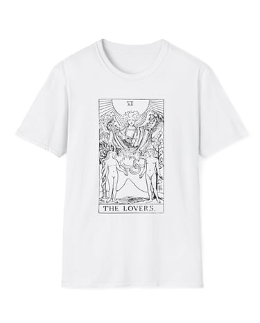 black and white the lovers tarot t-shirt