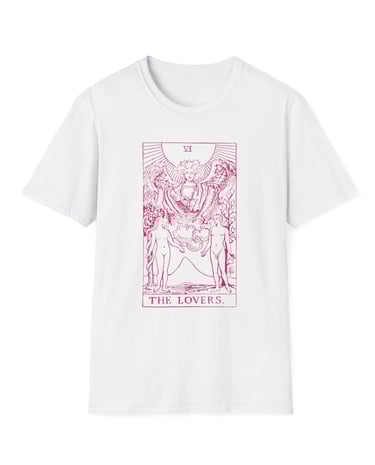 white and pink the lovers tarot t-shirt