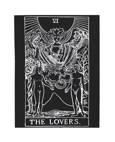 black and white the lovers tarot blanket