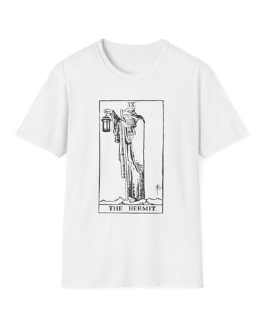 black and white the hermit tarot t-shirt