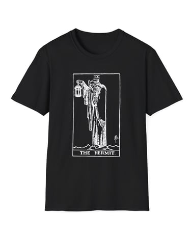 black and white the hermit tarot t-shirt