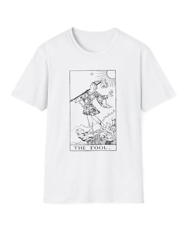black and white the fool tarot t-shirt